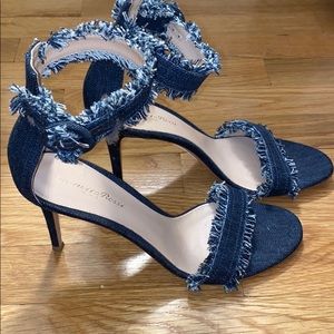 Gianvito Rossi Lola Frayed Denim Sandals
